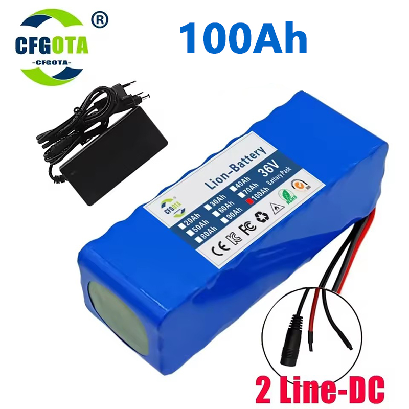 36V 100Ah 18650 battery pack 10S3P 100000mAh built-in 15A BMS, 250W-500W battery+42V 2a charger: Beige