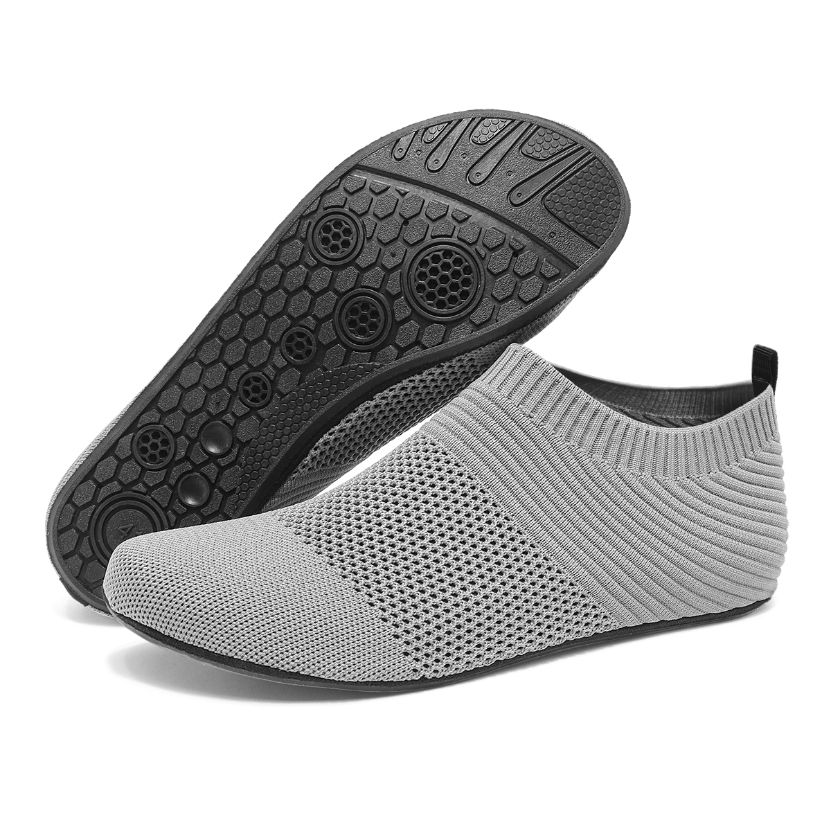 Chaussures aquatiques pieds nus pour hommes, chaussettes aquatiques à séchage rapide pour la plage, la natation, le surf, les sports nautiques: GRIS / 40