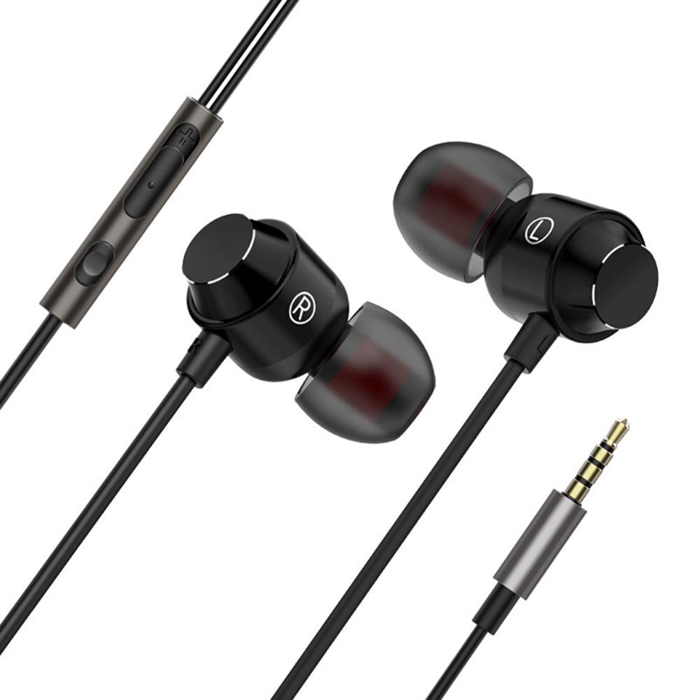 Erilles In-Ear 3.5 Mm Koptelefoon Metalen Magnetische Oortelefoon Met Microfoon Wired Stereo Oordopjes Subwoofer Koptelefoon Muziek Hifi Headset: Black