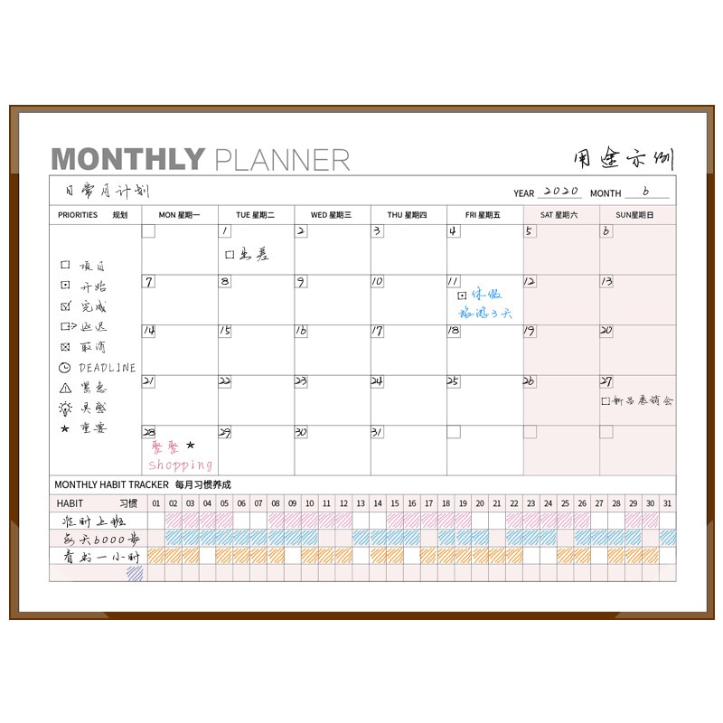 Desktop A4 maandelijkse schema Agenda planner organisator Maandelijkse dagelijkse Plan Notepad Voor jongens meisjes school kantoorbenodigdheden