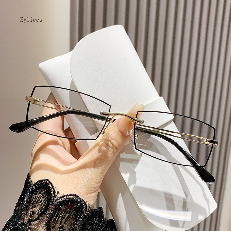Gafas de sol fotocromáticas cuadradas sin montura para hombre y mujer, lentes de lectura con bloqueo de luz azul, lentes de Vista lejana terminadas, dioptrías