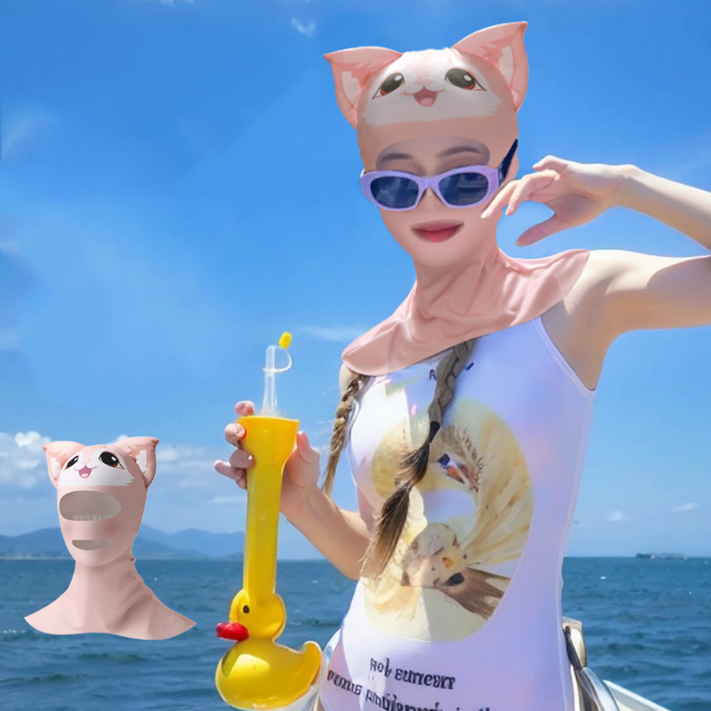 Swiming Diving Facekini UV Sun Protection Full Face Mask Head Neck Cover Face Elastic Swim Cap for Diving Water Sports Wear