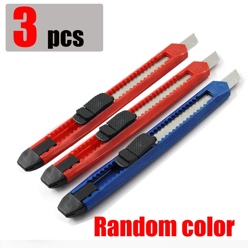 Mini Utility Knife Snap Off Retractable Razor Blade Knife Leather Tool Cutter DIY School Tool Supplies Art and Craft Mini Tool: 3pcs knife