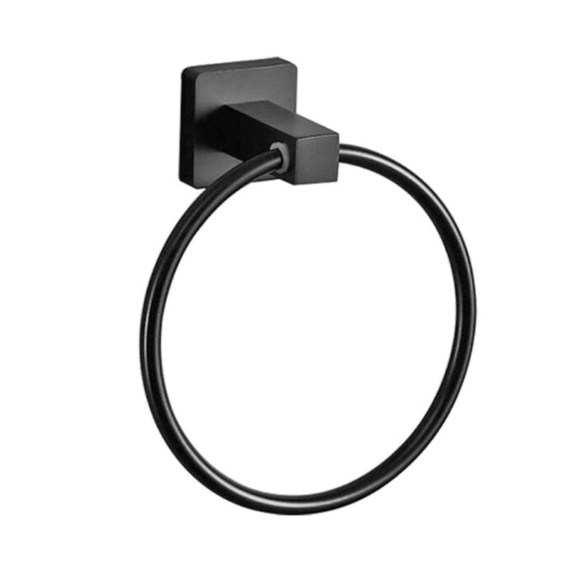 Roestvrij Staal Ronde Handdoek Ring Wall Opknoping Matte Black Handdoekenrek Kleding Beugel Badkamer Hardware Armatuur: B
