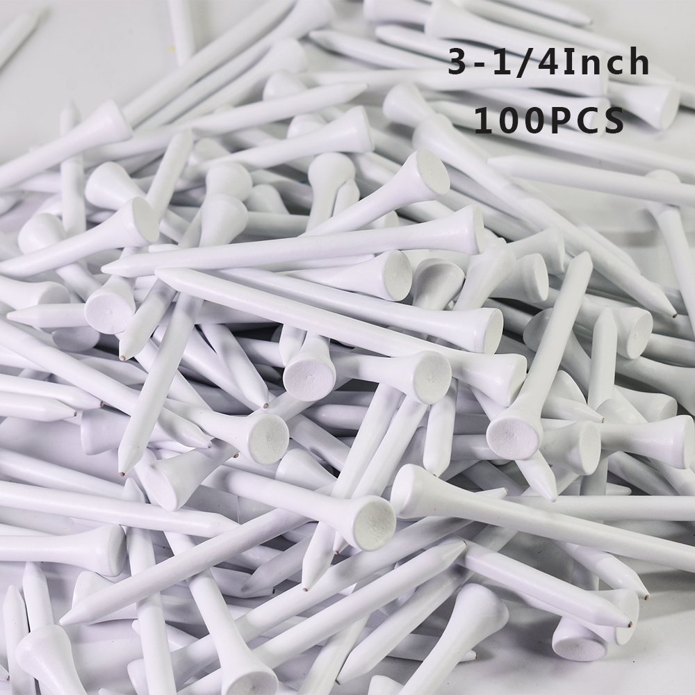 100Pcs Hard Wood Golf Tees for Golf Swing Practice Accessories Unbreakable Wooden Tee Golf Ball Training 42 54 70 83 mm White: 83 mm 100Pcs White