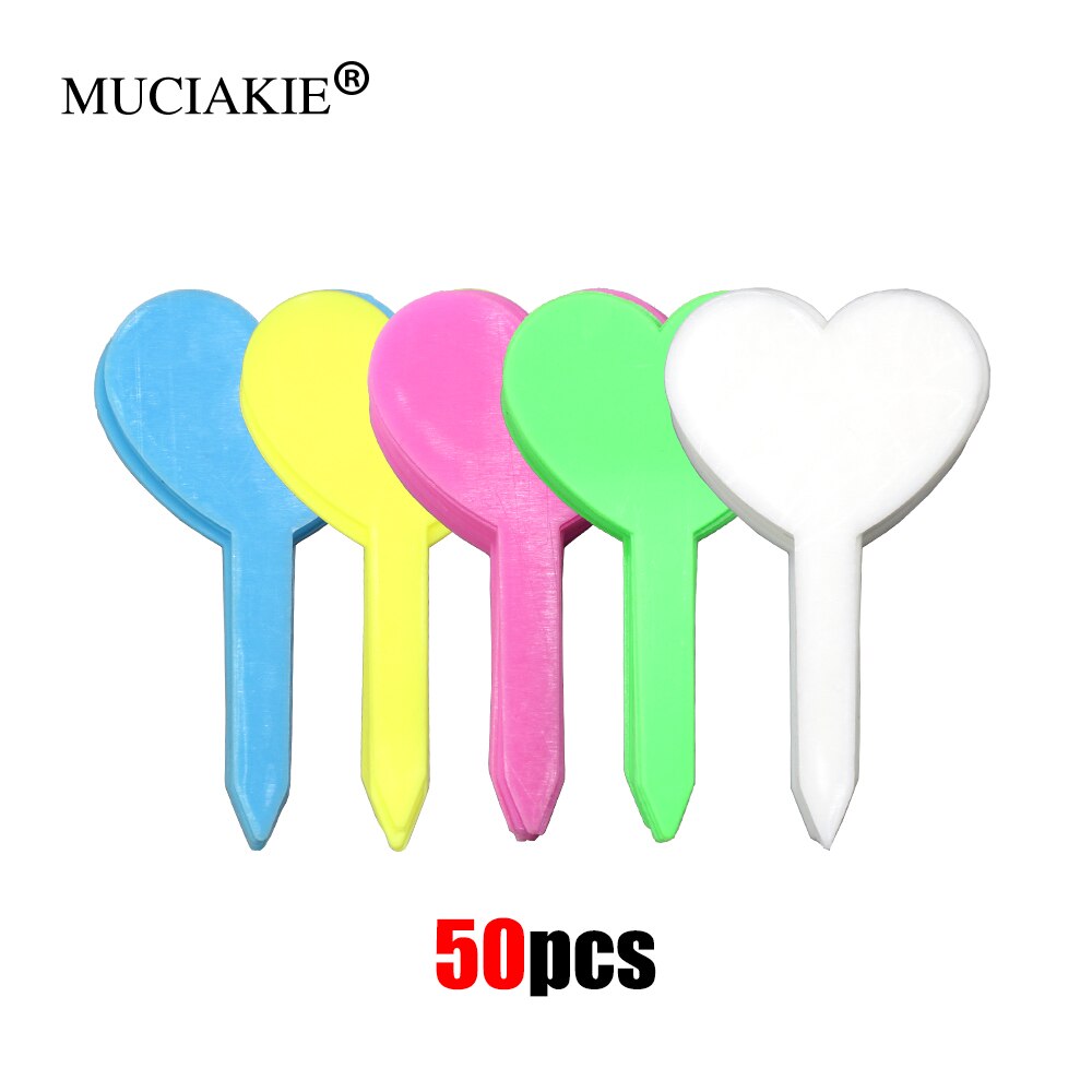 MUCIAKIE 50PCS Gardening Plant Heart Shape Waterproof Thick Tags Reusable Flower Label Markers Tools Garden Seedling Tray Mark: Mixed