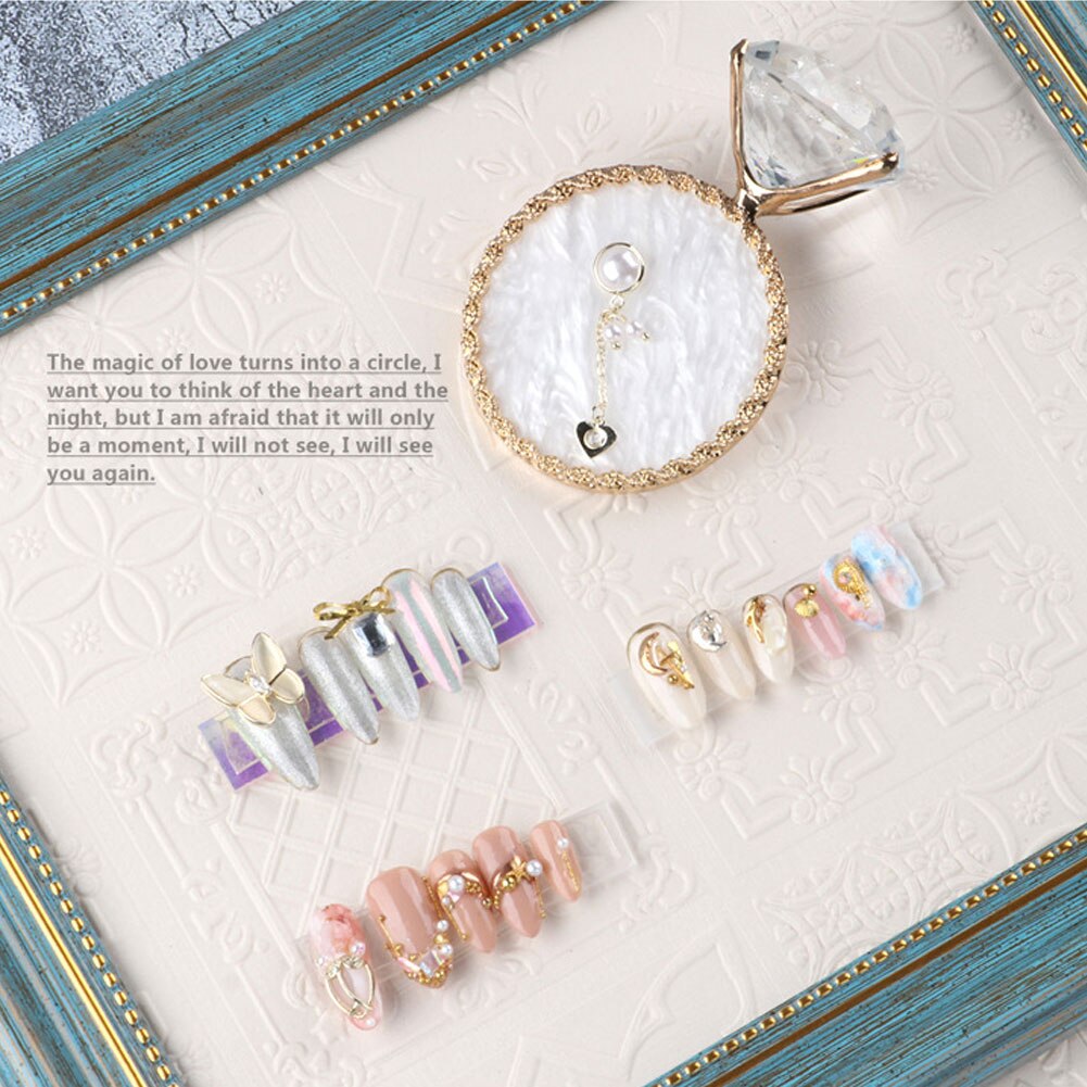 Plaque d&#39;art d&#39;ongle en diamant, accessoires Photo, outils de présentation, présentoir de bijoux, Palette d&#39;agate à bord doré, affichage de Gel de vernis à ongles 1 pièce