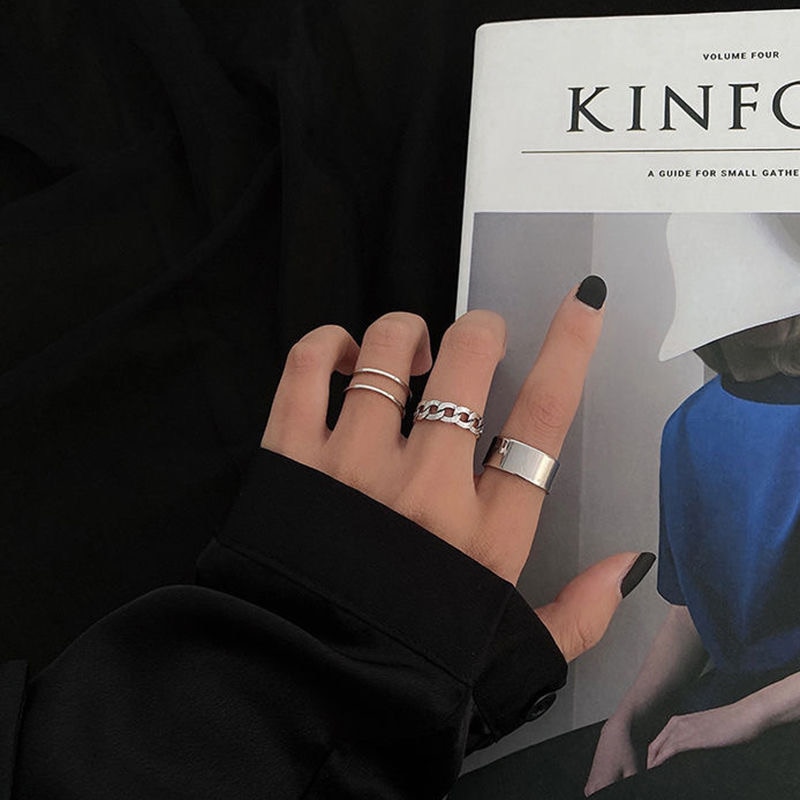 costume jewelry stainless steel ring hip hop punk style women's ring set grunge aesthetic jewelry ring cool accessories