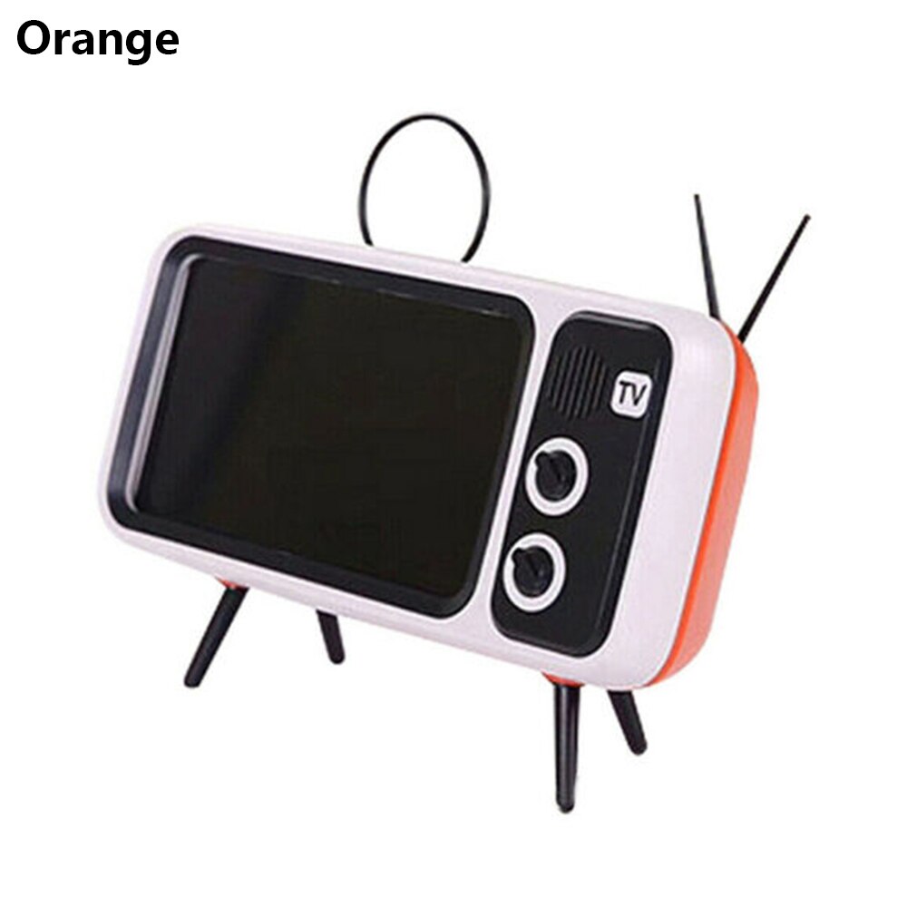 Retro Television Mobile Phone Bracket Movies Lazy Mobile Phone Holder TV Phone Support No Bluetooth Function: orange