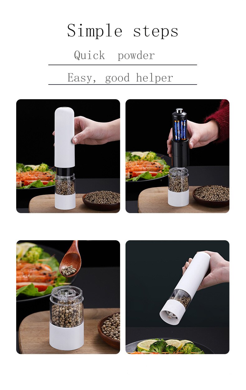 Electric Pepper Mill Automatic Salt Pepper Grinder With Led Light Adjustable Coarseness For Spices Kitchen Utensils And Gadgets