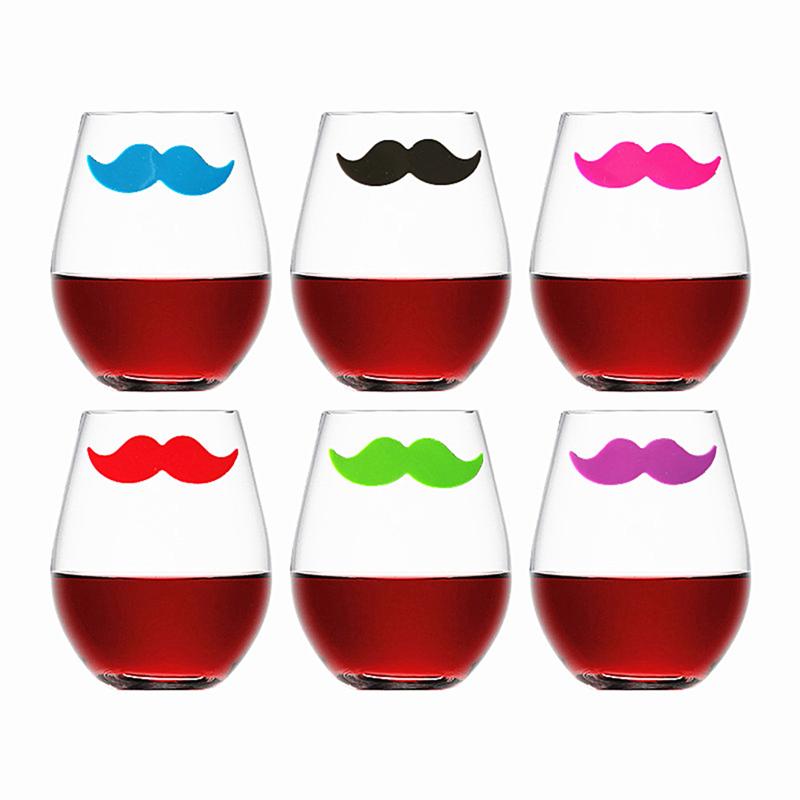 6 Stck Rotwein Glas Marker Schnurrbart bilden Kreative Silikon Trinken Marker Glas Kennung für Abendessen Parteien Bankett
