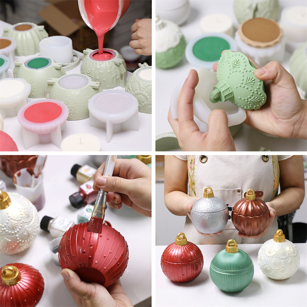Moldes de silicona para tarro de vela, adorno centelleante de Navidad para hormigón, cemento Jesmonite, molde de repuesto de vela reutilizable, de navidad DIY