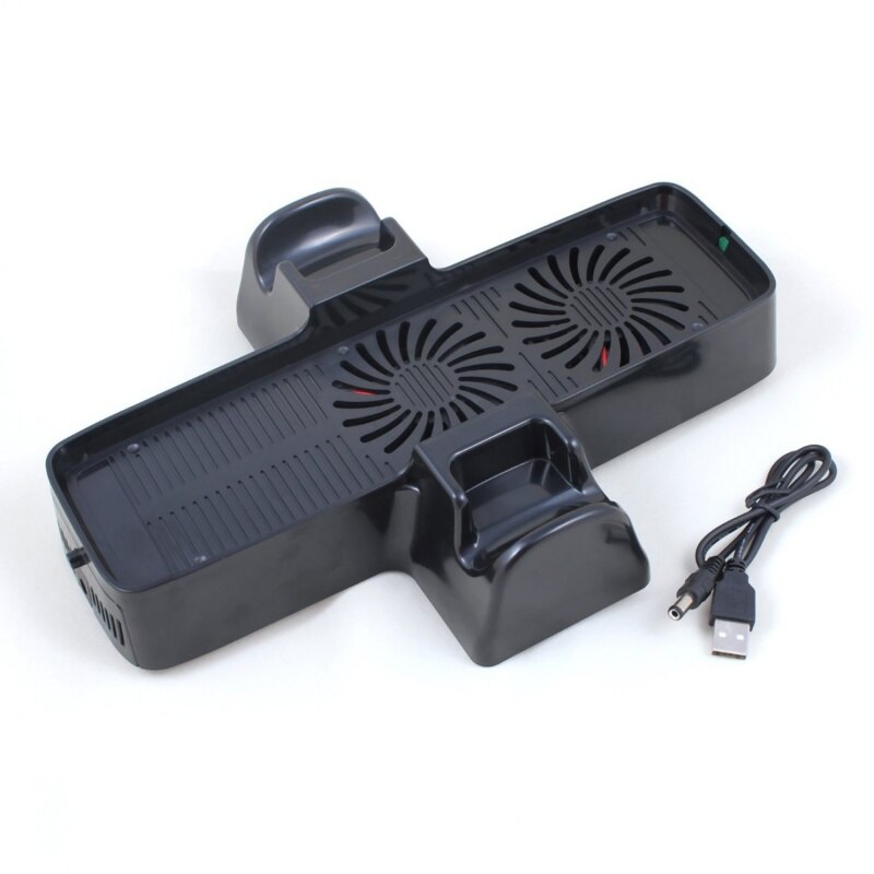 Estação de carregamento vertical 3 em 1, suporte para ventilador e ventoinha para xbox 360 slim preto