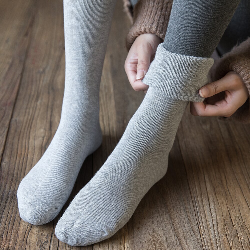 Calze da donna salata inverno capodanno puro colore sport per il tempo libero addensare calze di vitello di alta qualità calde e confortevoli