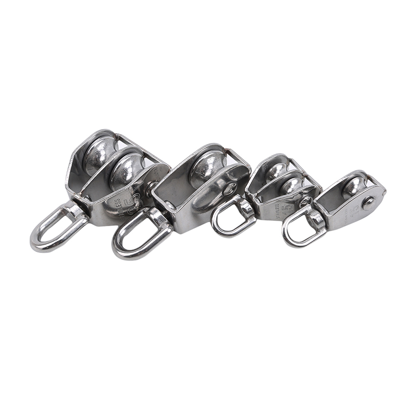 M15/M20 Stainless Steel Pulley Single/Double Wheel Swivel Lifting Rope Pulley Set Bearing Lifting Wheel Tools