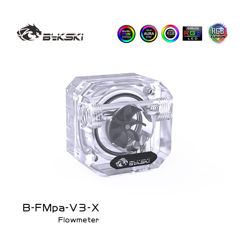 Bykski B-FMpa-V3-X Frosted Water Flow Meter Flowing Monitoring For Computer Water Cooling 12V/5V RGB/ARGB SYNC,: No light