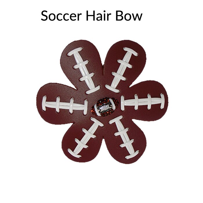 Softbal Honkbal voetbal Leer Haar Bloem Hairclips Seamed Haarelastiekjes 9 kleur in voorraad: soccer brown