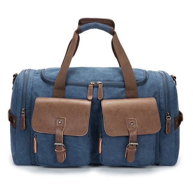 35l unisex canvas outdoor sporttas voor heren, multifunctionele weekendtas, schoudertas, reistas, fitnesstas, crossbodytas: Blauw