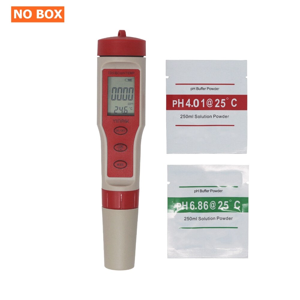 PH EC TDS TEMP Meter 4 in 1 Portable Pen PH Meter TDS EC Tester Thermometer Measuring Tools Water Purity Analyzer: NO box
