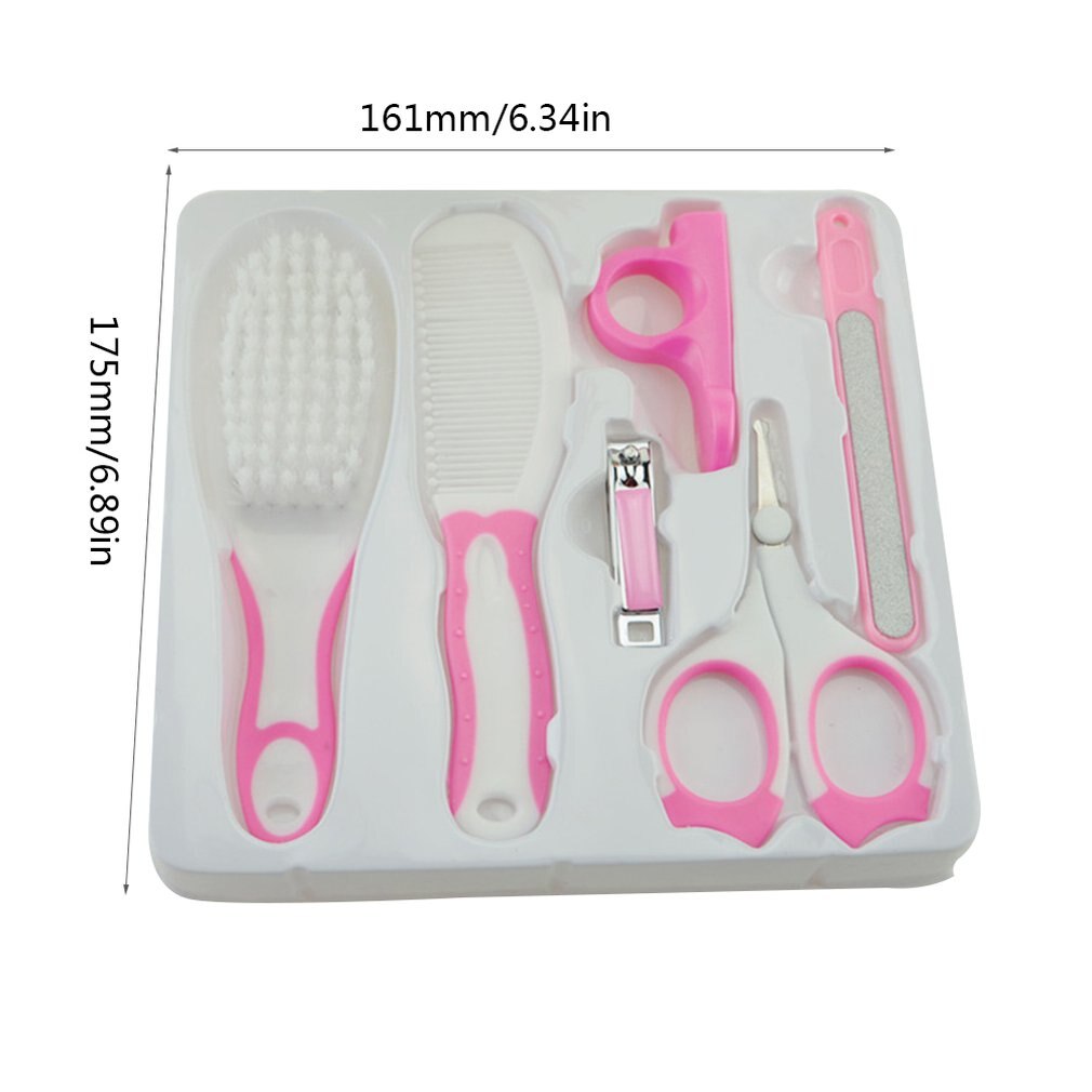 Conjunto de cuidado de manicura para bebé, Set de 6 piezas para cuidado Maternal e infantil, tijeras para uñas, peine, cepillo, cortauñas