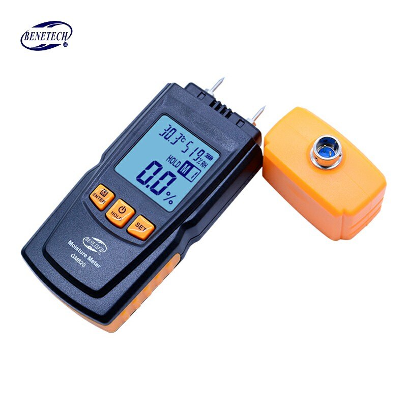 Benetech  gm620 digital lcd display træ fugtmåler 2 ~ 70%  fugt tester doulbe test sonde træ fugt detektor bærbar