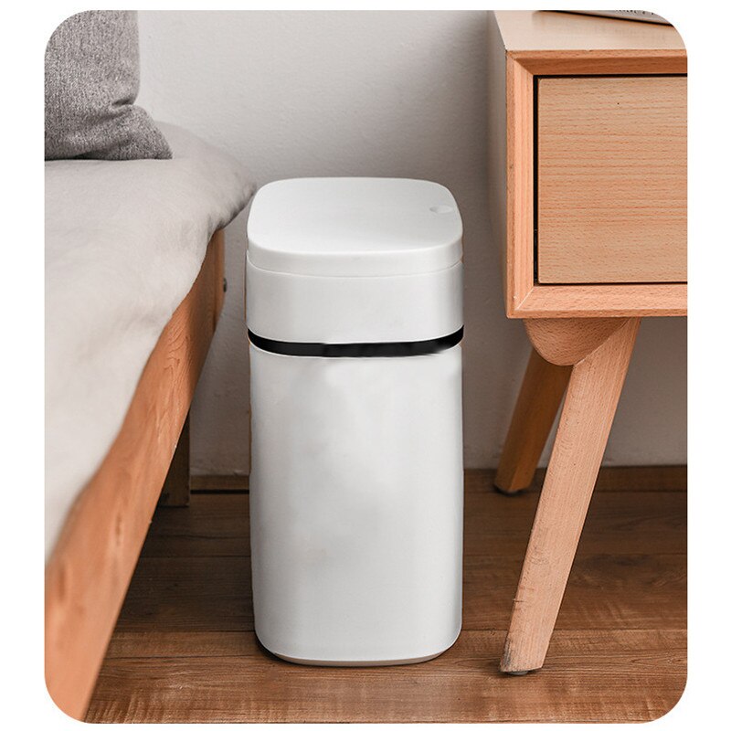 12L Trash Can Household Bathroom Kitchen Waste Bins Press-Type Trash Bag Holder Garbage Bin for Toilet Waterproof Narrow Seam