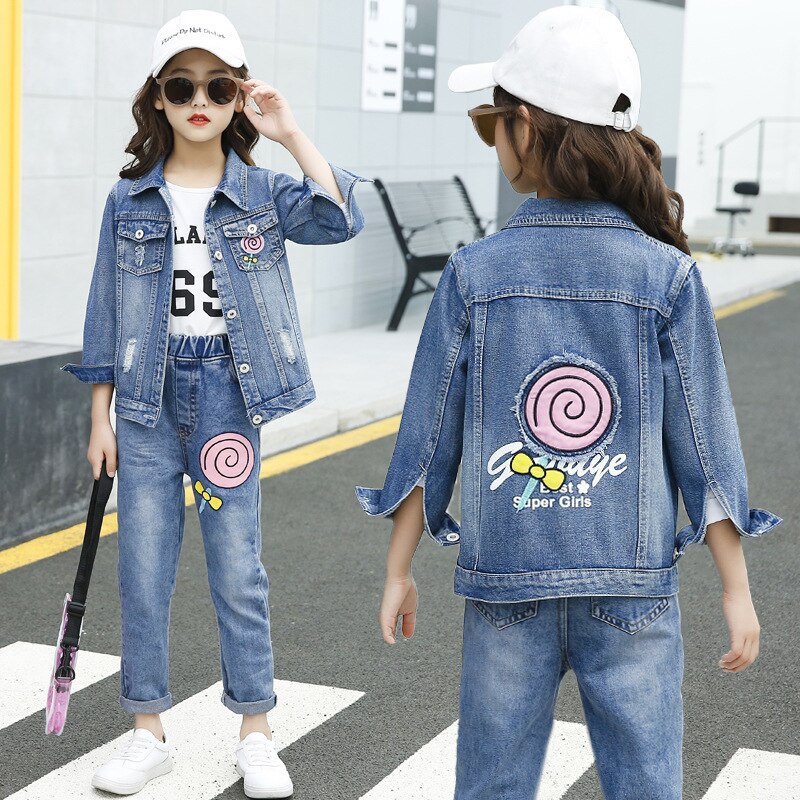 Teens Clothes Spring Autumn Girls Denim Jackets For Girls Embroidery Outerwear Coat Children Kids Denim jacket 8 10 12 Year