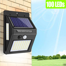 100 LEDs Außen Beleuchtung Solar- LED Straße Lampe Mit PIR Motin Sensor IP65 Sonnenlicht Angetrieben LED Veranda Lichter Ich bin Freien Zauberstab lampe