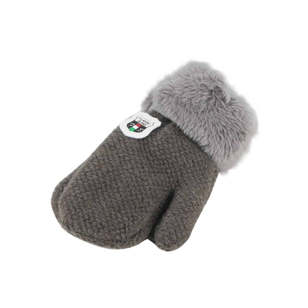 Navidad ofertas Winter Baby Fäustlinge Handschuhe Für Mädchen Solide Kinder Warm Halten Verdickung Und Furring Gestrickte Handschuh детские