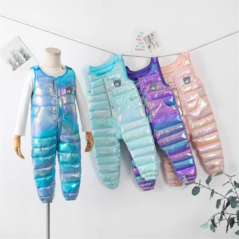 Winter Girls Boys Overalls 1-5 Years Autumn Baby Boy Girl Thick Warm Pants Kids Jumpsuit Children Ski Down Overalls
