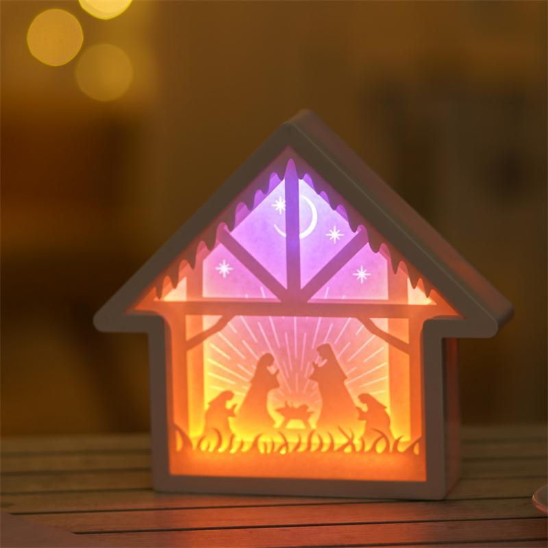 3d papirudskæring natlampe sengelampe soveværelse nat lys skygge papir udskæring lys boligindretning bordlampe: Stil 7