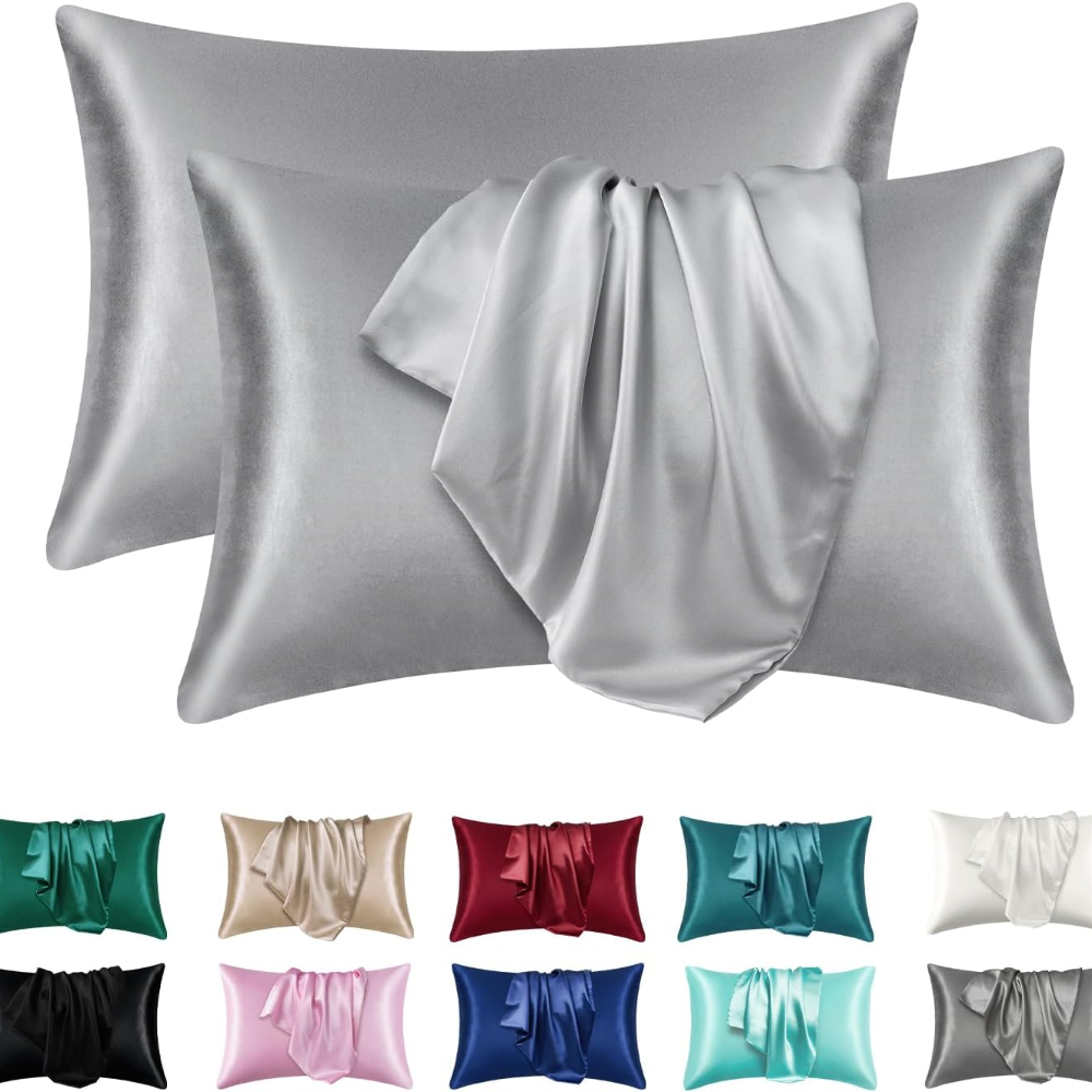 2 stücke Satin- Seide Kissen bezug für Haar und Haut, Korallen Kissen bezüge Standard größe Satz von Super weichen Kissen bezug: 400*400mm / Silber