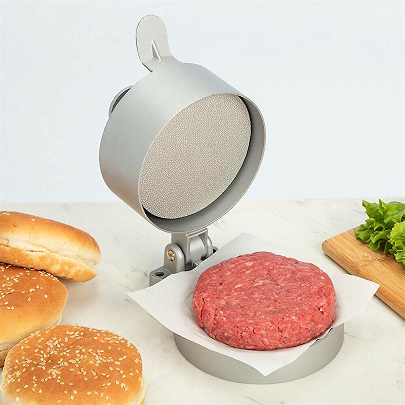 Aluminiumslegering hamburger kødpresseværktøj burger maker oksekødsfabrikanter skimmel burger pressemaskine værktøj (sølv)
