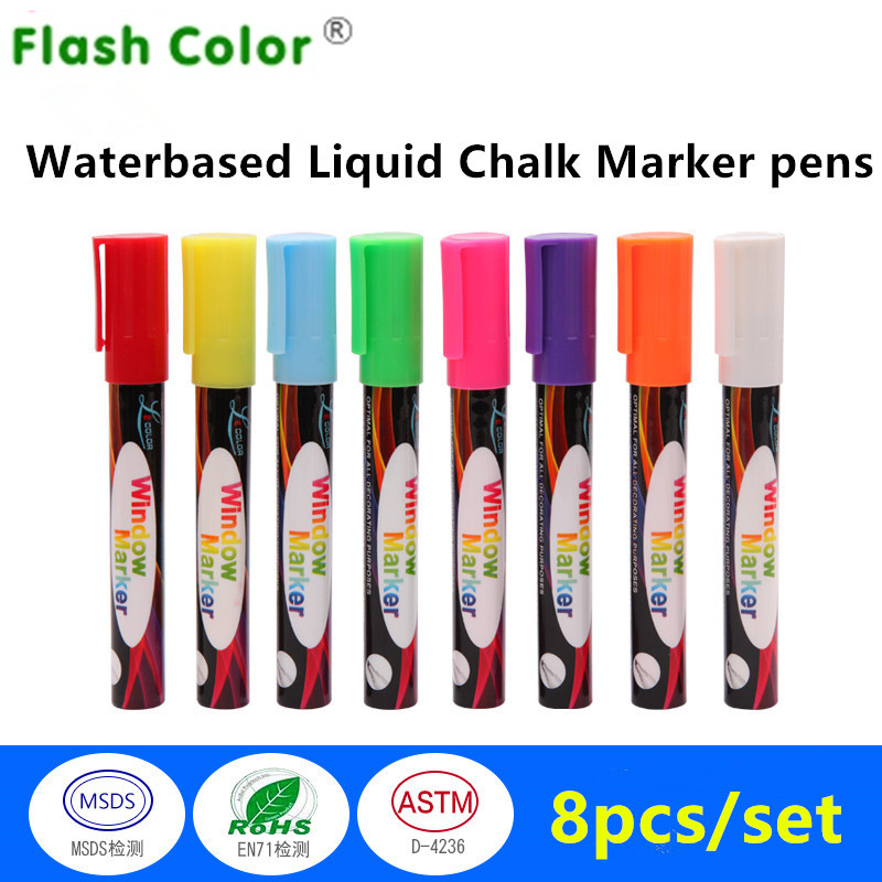 6MM Vloeibare Krijt Markers Pennen 8 Kleuren/Set voor Wit/Schoolbord Zwarte Stickers Led Schrijfbord