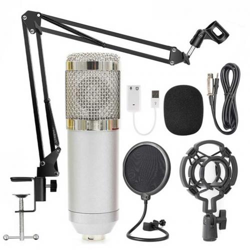 BM-800 Capacitive Microphone Vocal Recording Wired Mic for Computer: White