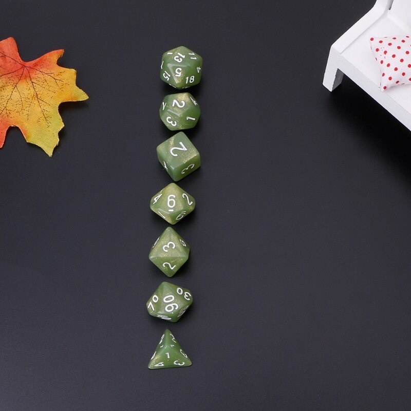 7Pcs Flickering Polyhedral Dice For Dragon Pathfinder D20 D12 2xD10 D8 D6 D4 W0YB