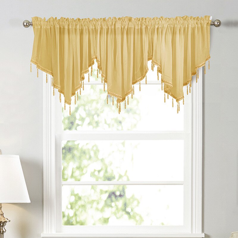 Pendant Triangular Valance Short Window Curtain Bedroom Kitchen Solid Blue Green Pink Yellow Purple White Window Valance
