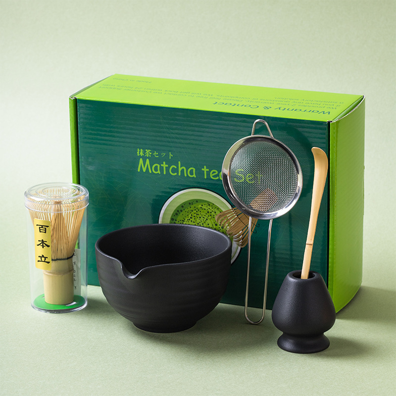 Ensemble de fabrication de Matcha japonais, brosse Matcha en bambou, bol Matcha exquis, boîte avec fouet, outils à thé somptueux, grands , 1 à 7 pièces: Bleu profond