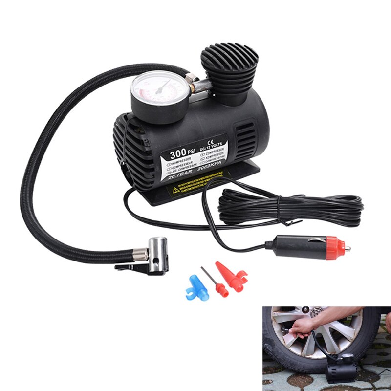 300 PSI Mini Air Compressor 12V Car Auto Portable Pump Tire Inflator w/gauge NJ88