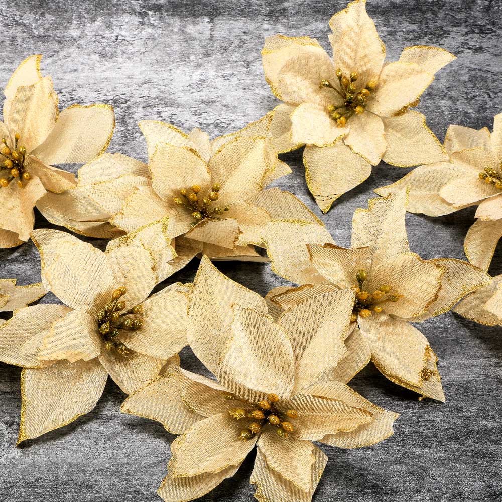 10 stks/set Glitter Bloemen Kunstmatige Kerst Decoraties voor Huis Kerstboom Ornamenten Xmas Tree Nieuwjaar Decor praktische