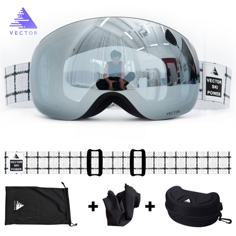 Skibrillen voor dames, skibrillen voor heren, sneeuwbrillen met 100% uv400 beschermingen, anti-condens, snowboardbrillen, skisportuitrusting: Kleur 12 met hoesje