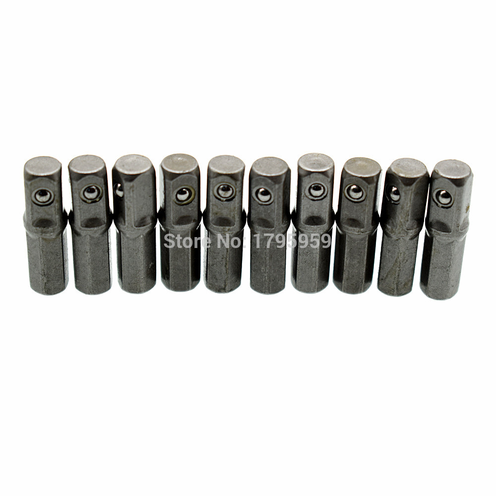 10 -delade uttagsadapter set 1/4 &quot; sexkantskaft  to 1/4 &quot; fyrkantsdriven slaghylsa bitsadapter 25mm långa slagborrverktyg
