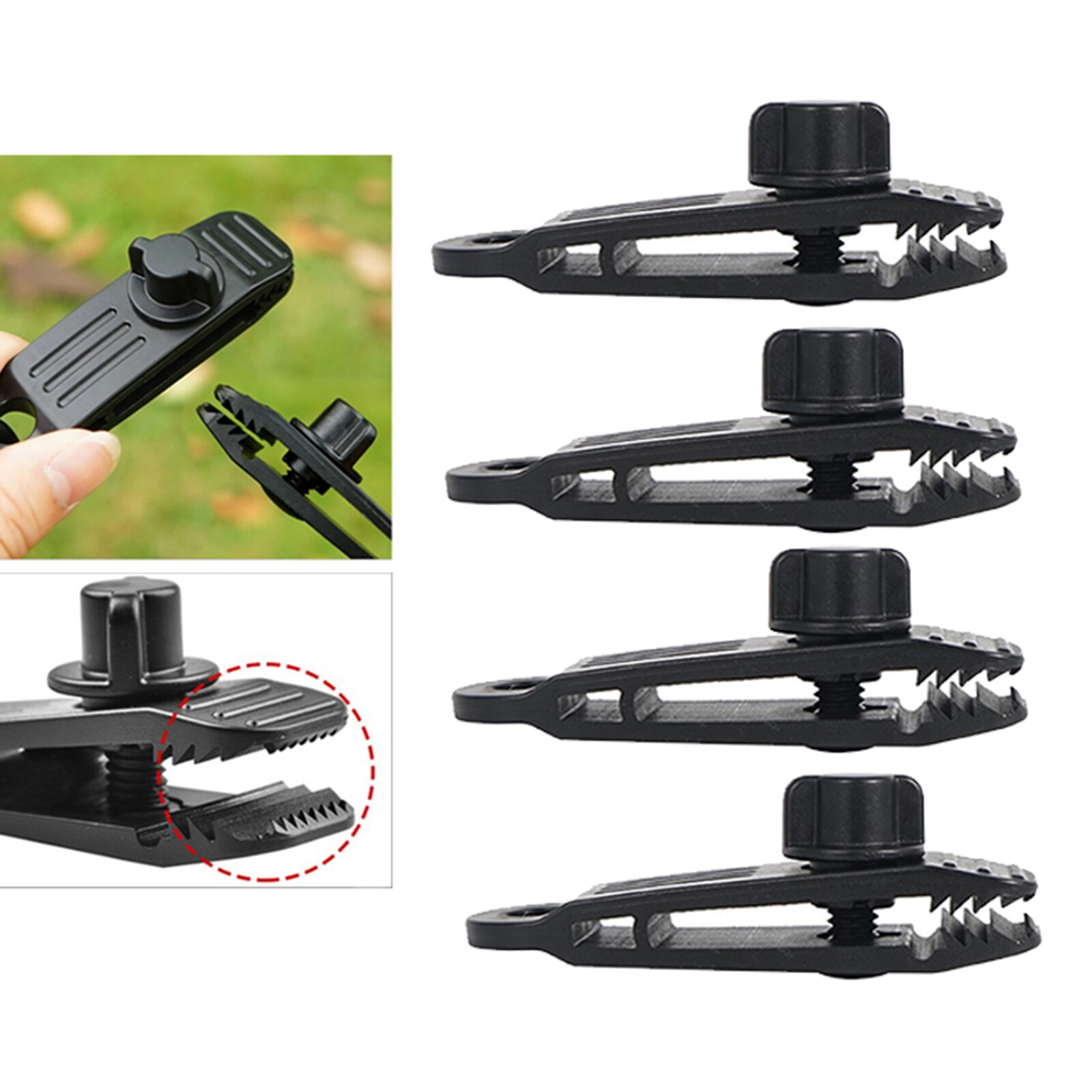 Pinzas para lona de alta resistencia, abrazadera para toldo de tienda, cubierta de barco y coche, broche de amarre, herramientas de cuerda para acampar al aire libre, 4 unids/set por juego