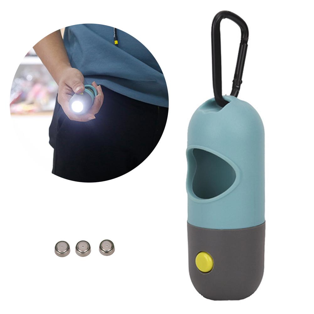 Animal de compagnie chien chiot caca sac distributeur boîte lampe de poche LED sac de déchets chat porte-étui