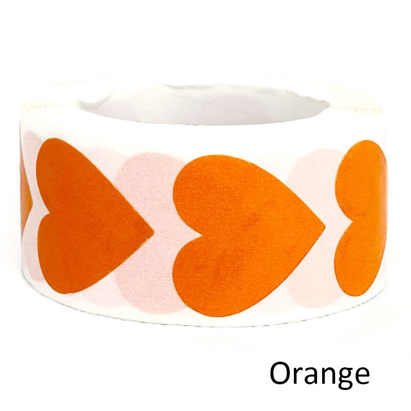 500pcs/roll Heart Shaped Blank Stickers seal Labels red stickers scrapbooking for Package wedding decoration stationery sticker: Orange