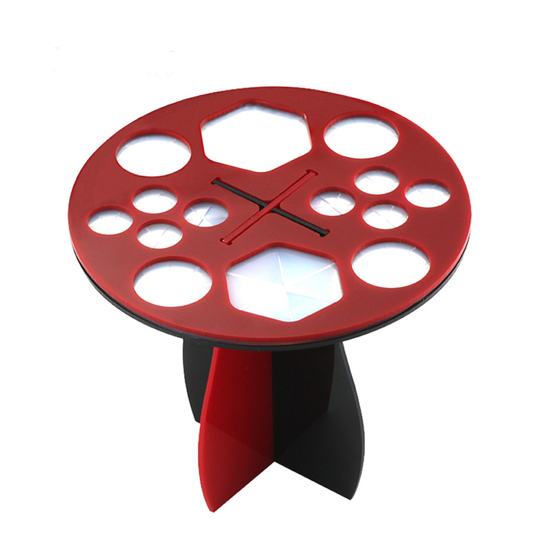 1 Uds estante de secado de brochas de maquillaje, soporte para secador de brochas de maquillaje de 14/26/28 agujeros, soporte para secador de brochas de maquillaje, soporte para brochas de maquillaje: Plata