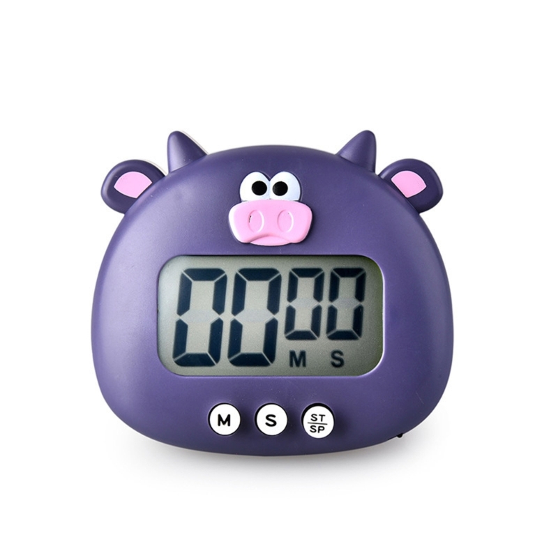 Niedlicher Cartoon-Tier-Countdown-Timer, Frosch-Kuh, digitaler Kochtimer mit Ständer: Rot