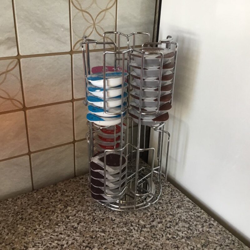 Simple Style Rotating Capsule Coffee Pods Holder Storage Rack for 64 Tassimo Capsules