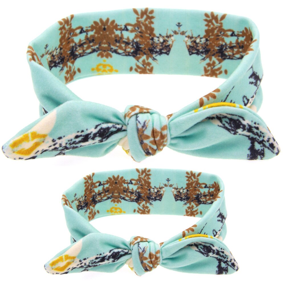 Diademas con estampado Floral para madre e hija, turbante con Orejas de conejo, accesorios para el cabello para padres e hijos, 2 unids/set por Set