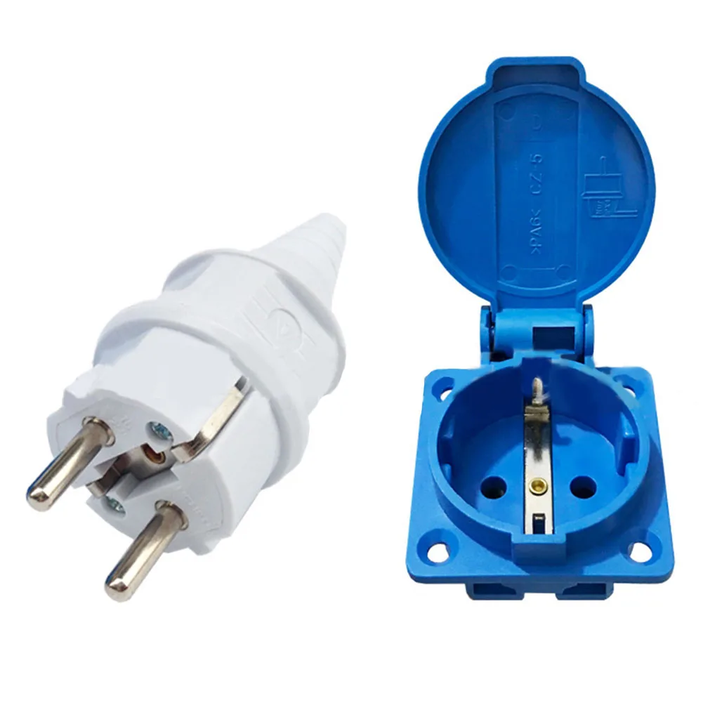 1 Uds enchufe Industrial impermeable enchufe europeo cobre enchufe europeo 220V 16A conector de alimentación eléctrica impermeable a prueba de polvo
